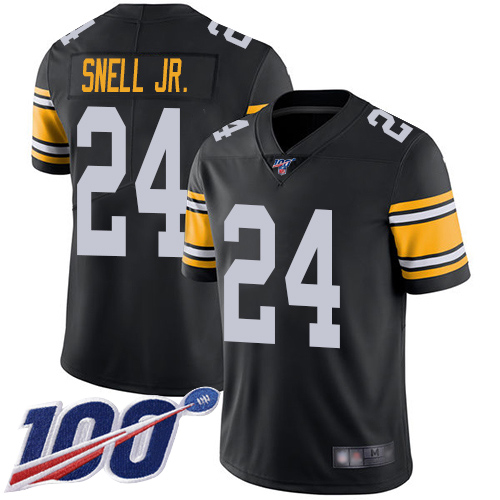Men Pittsburgh Steelers Football #24 Limited Black Benny Snell Jr. Alternate 100th Season Vapor Untouchable Nike NFL Jersey